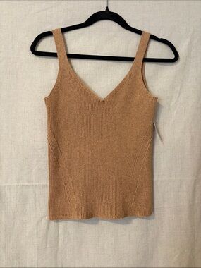 Old Navy Camel V-Neck Ribbed Knit Tank Top